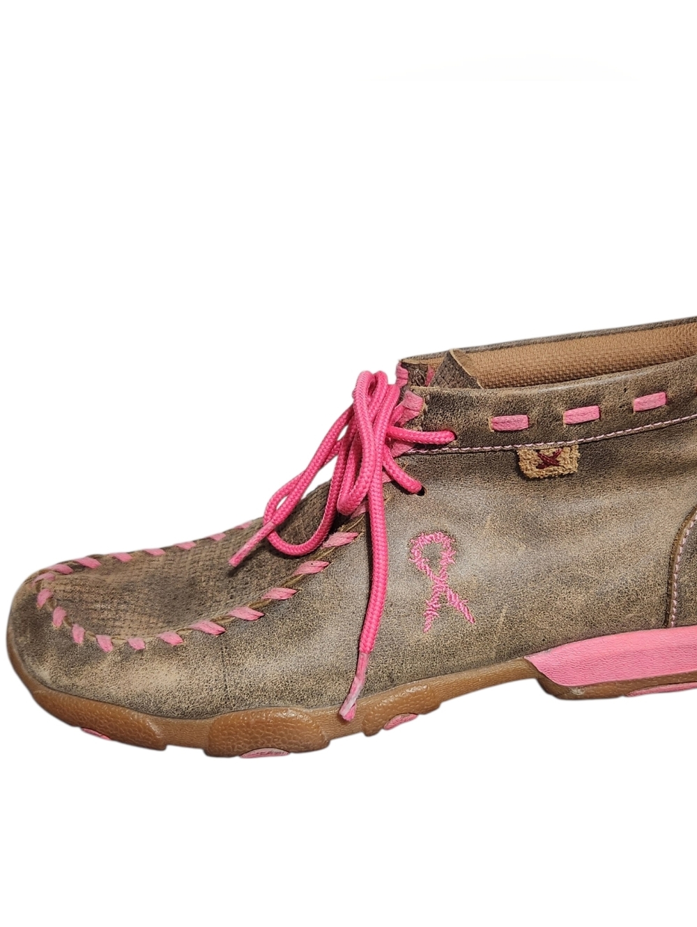Twisted X Youth Girls' Brown Breast Cancer Moccasin Boots - Moc Toe Size 5.5 M